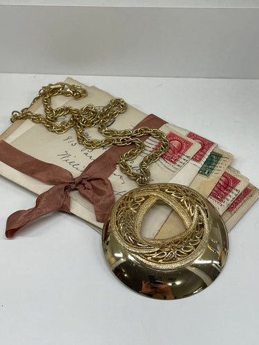 Large Gold Medallion Necklace Bloomers and Frocks